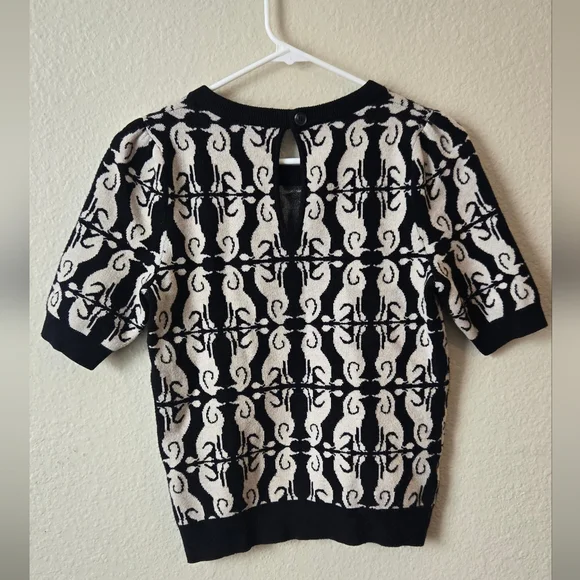 Anthropologie Maeve Harmon Jacquard Sweater Tee Poodle print - Picture 4 of 7